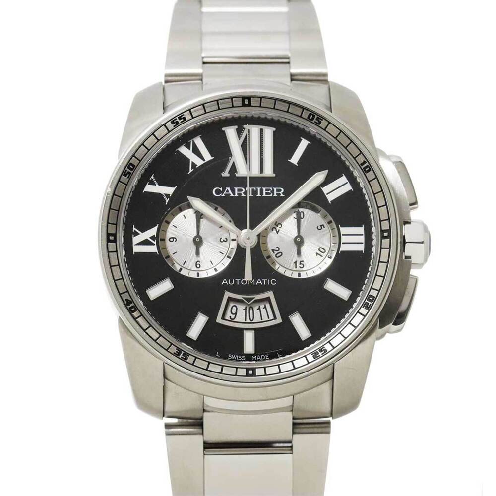 Cartier Calibre de W7100061 Men's Watch, Date, Black, Automatic Movement